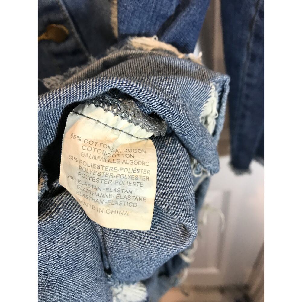 Distressed Long Denim Ripped Jacket Medium - Picture 4 of 5